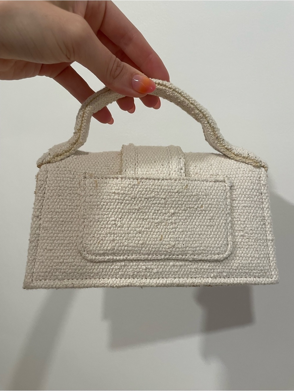 Authentic Jacquemus Cream Woven Mini Top-Handle Bag with Gold Logo - Picture 2 of 7